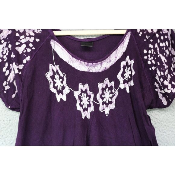 Ana & Kate Purple Embroidered Gauzy Dress/Cover-Up-Asymmetrical Hem-One Size - Picture 4 of 10